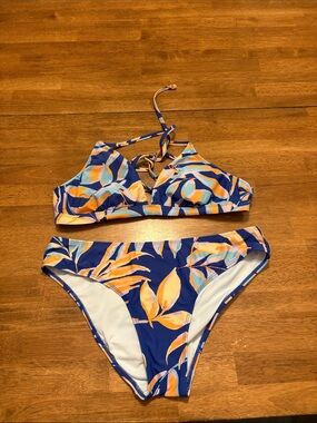 Cupshe Blue Floral Tropical Bikini Set